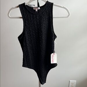 Stella Tweed Black Textured Bodysuit